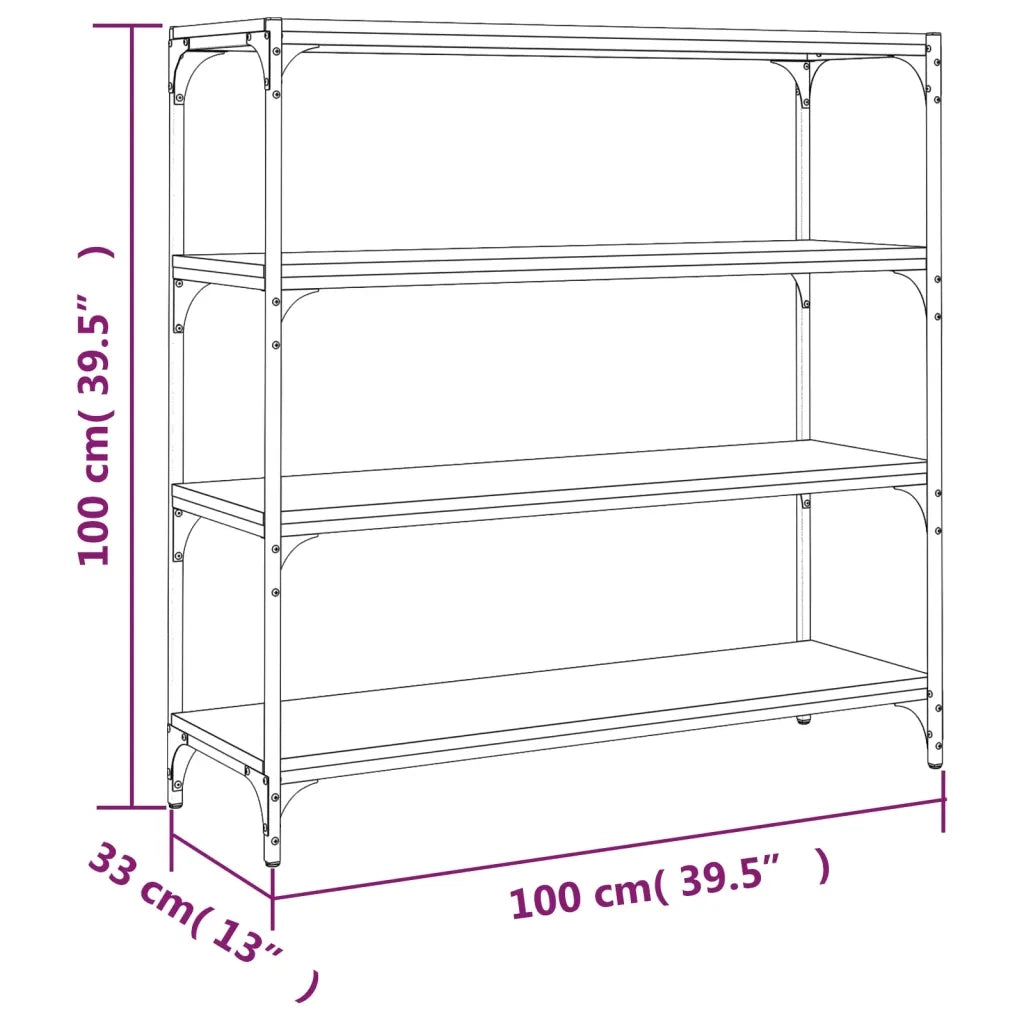 Libreria-Scaffale per Libri-Mobile di Stoccaggio Rovere Sonoma 100x33x100cm Legno Multistrato e Acciaio