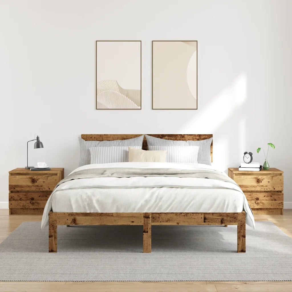 Comodini 2 pz-Set di 2 Tavolino da notte Legno Antico 50x40x43.5 cm in Legno Multistrato
