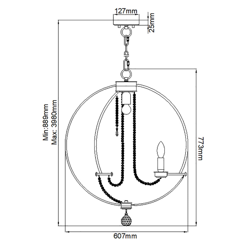 Lampadario a sfera nichel Ø61 Cassie 6xE14 Elstead