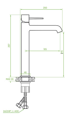 Miscelatore lavabo da appoggio – design elegante con leve sottili, aeratore regolabile e finitura nera opaca