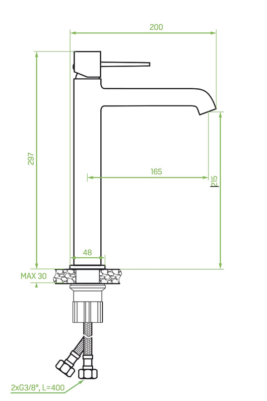 Miscelatore lavabo da appoggio – design elegante con leve sottili, aeratore regolabile e finitura nera opaca