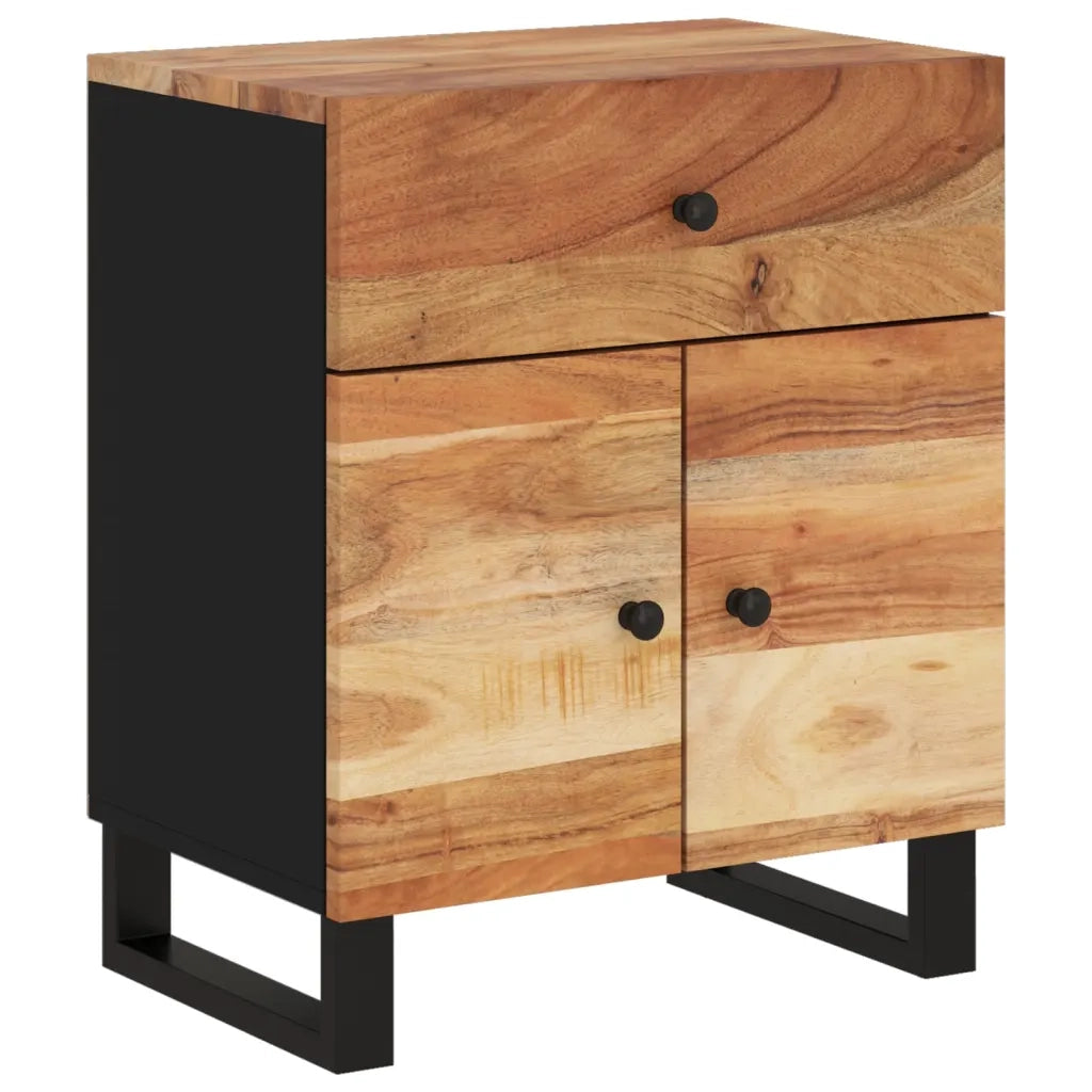 Comodino 50x33x60 cm Legno Massello Acacia e Legno Multistrato cod mxl 30289