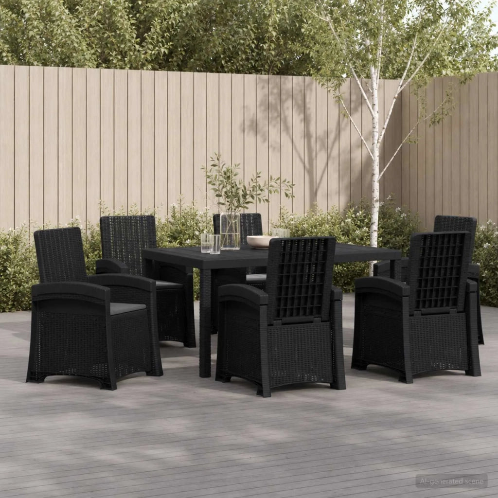 Set da Pranzo per Giardino 7 pz Antracite PP 3430136
