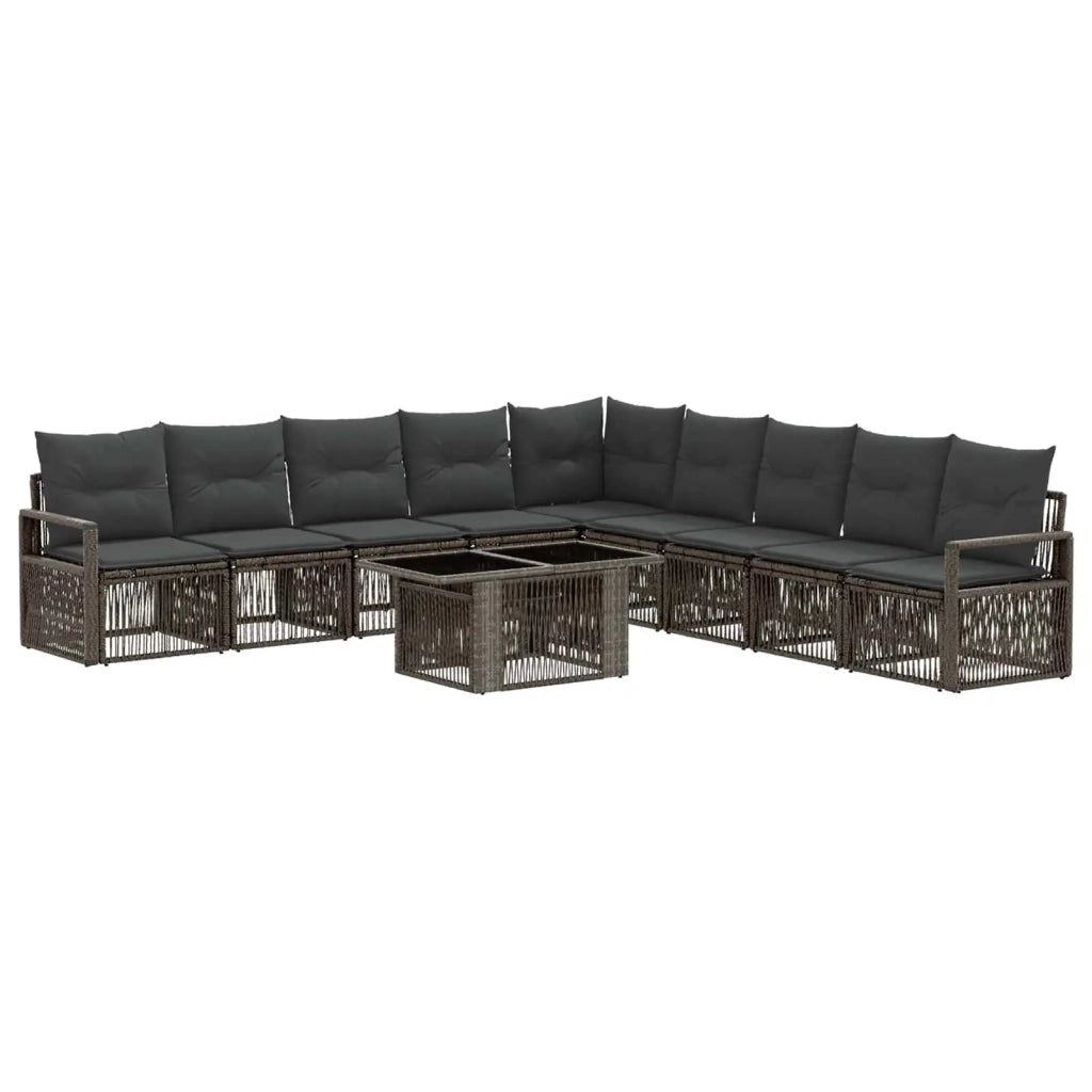 Set Divano da Giardino 10 pz Grigio e Grigio Scuro polyrattan 3437108