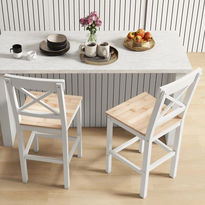 SGABELLO BAR 2 PEZZI 41x46x97,5 cm Legno di pino Naturale stile rustico