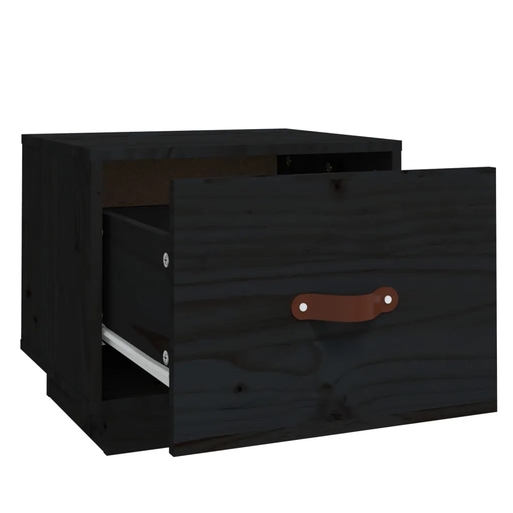 Comodini 2 pz-Set di 2 Tavolino da notte Neri 40x34x35 cm in Legno Massello di Pino