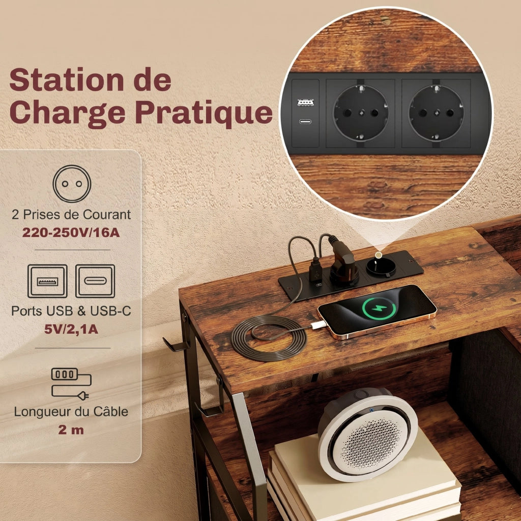 Cassettiera con 8 cassetti in tessuto e mensola aperta ¨C Zephmum ¨C 130x30x88 marrone