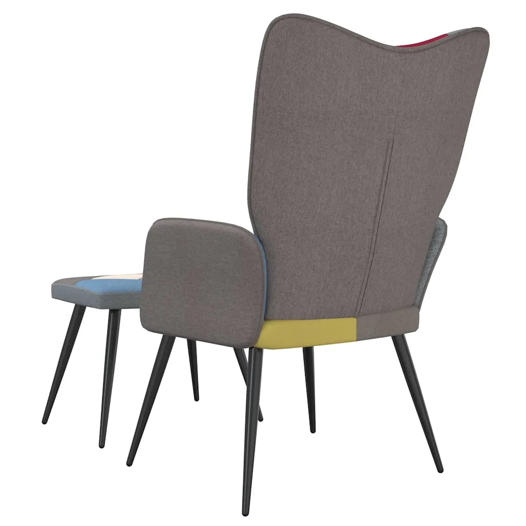 Divano Sedia-Poltrona Relax con Poggiapiedi in Tessuto Patchwork 722226