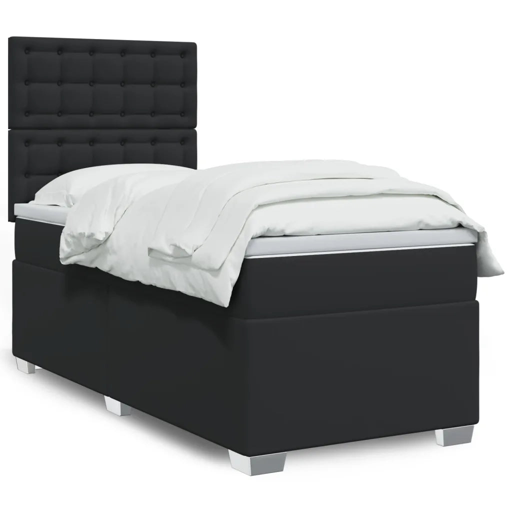 vidaXL Giroletto a Molle con Materasso Nero 90x190 cm in Similpelle