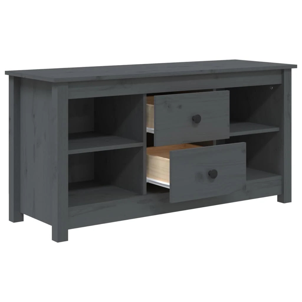 Mobile TV multimediale scaffale TV credenza mobile TV sala da pranzo soggiorno camera da letto 103 x 36,5 x 52 cm legno di pino massiccio grigio 02_0025634
