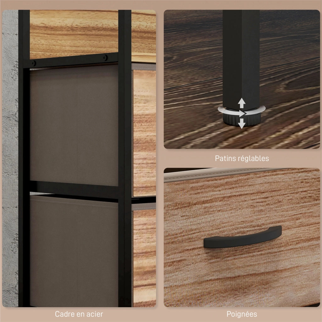 Cassettiera con 7 cassetti in tessuto pieghevole ¨C zephmum ¨C struttura in acciaio nero 98x29x85 cm