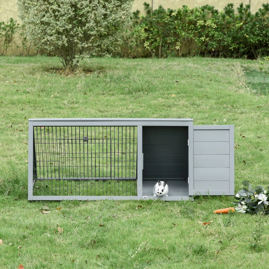 Gabbia per conigli esterno legno pino ¨C zephmum ¨C 116x62x52 cm grigio