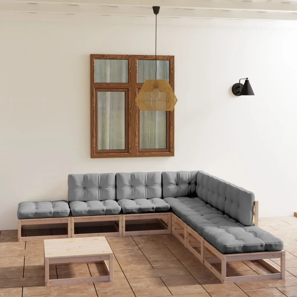 Set Divani da Giardino 8 pz con Cuscini Legno Massello di Pino 3076559