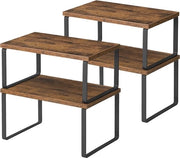 Set di contenitori per erbe da 4 - tavoli da cucina estensibili - ripiegabili - metallo e compensato - sostegno per cassetti da cucina - stile vintage marrone-nero