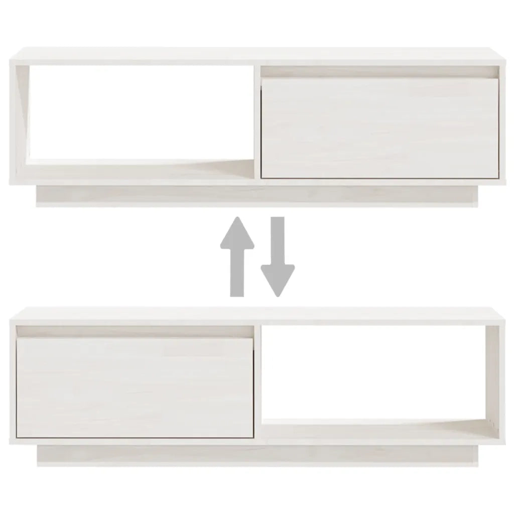 Mobile Porta TV Bianco 110x30x33,5 cm in Legno Massello di Pino 809889