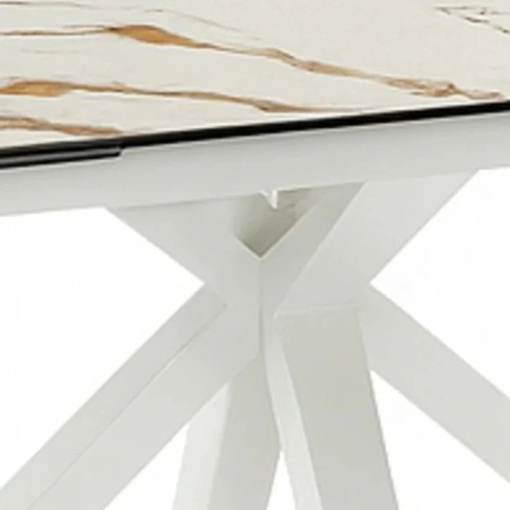 Tavolo da pranzo allungabile in ceramica effetto marmo calacatta Guernica 160-240x90 cm fino a 10 posti | Duzzle