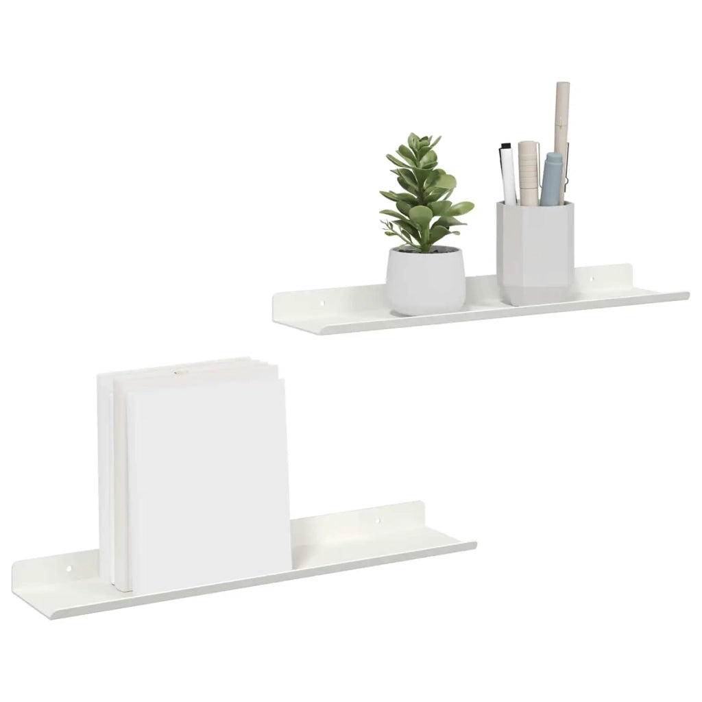 2 pz Mensola | Ripiano | Scaffale sospesa Bianco 40 x 8,5 x 2,5 cm Acciaio