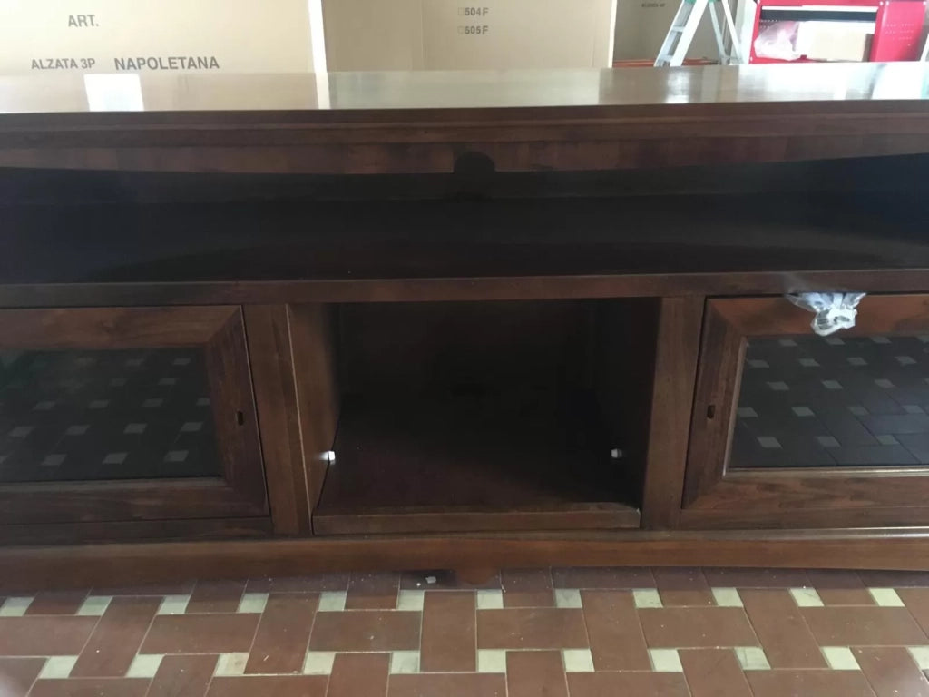 Mobile porta tv goccia legno noce arte povera 170x46x69 - Mobili 2G