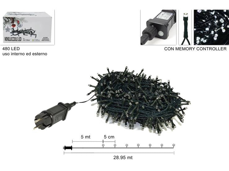 Decorazioni Natalizie Luci Minilucciole da Esterno 480 Led Bianchi