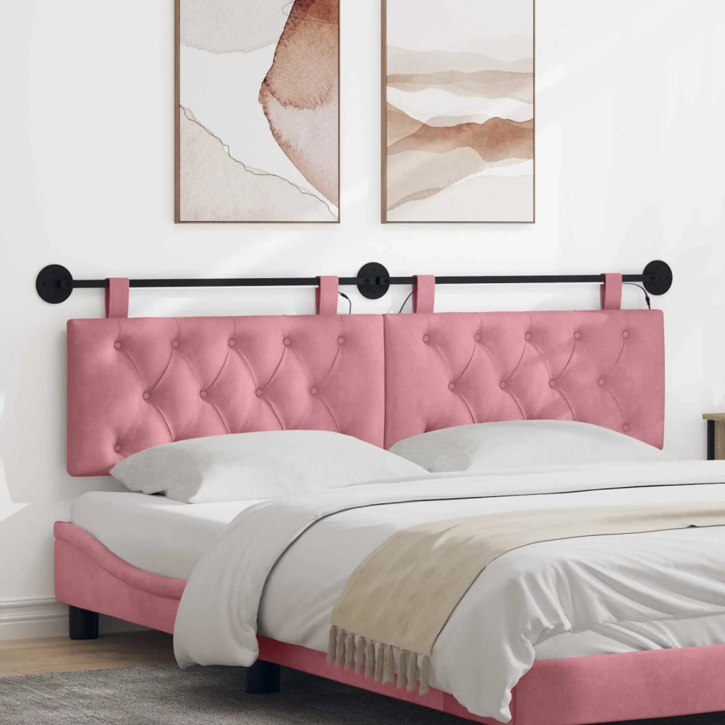 Testiera sospesa Con luce LED Rosa Velluto