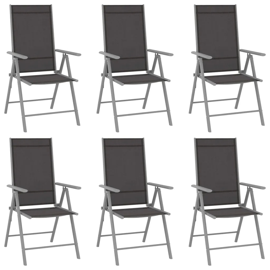 Set Mobili da Pranzo per Giardino 7 pz Alluminio Argento e Nero 3070636