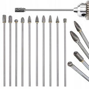 Set di Frese Rotative in Carburo di Tungsteno – Compatibile con Dremel e Altri | 10 Pezzi, Doppio Taglio, 3 mm, 100 mm