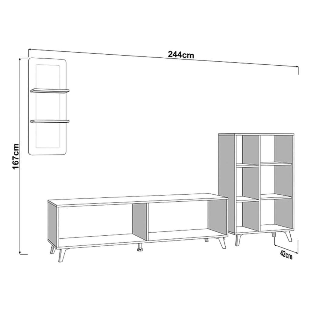 Colverde, set Mobili da Soggiorno Modulabile, Bianco