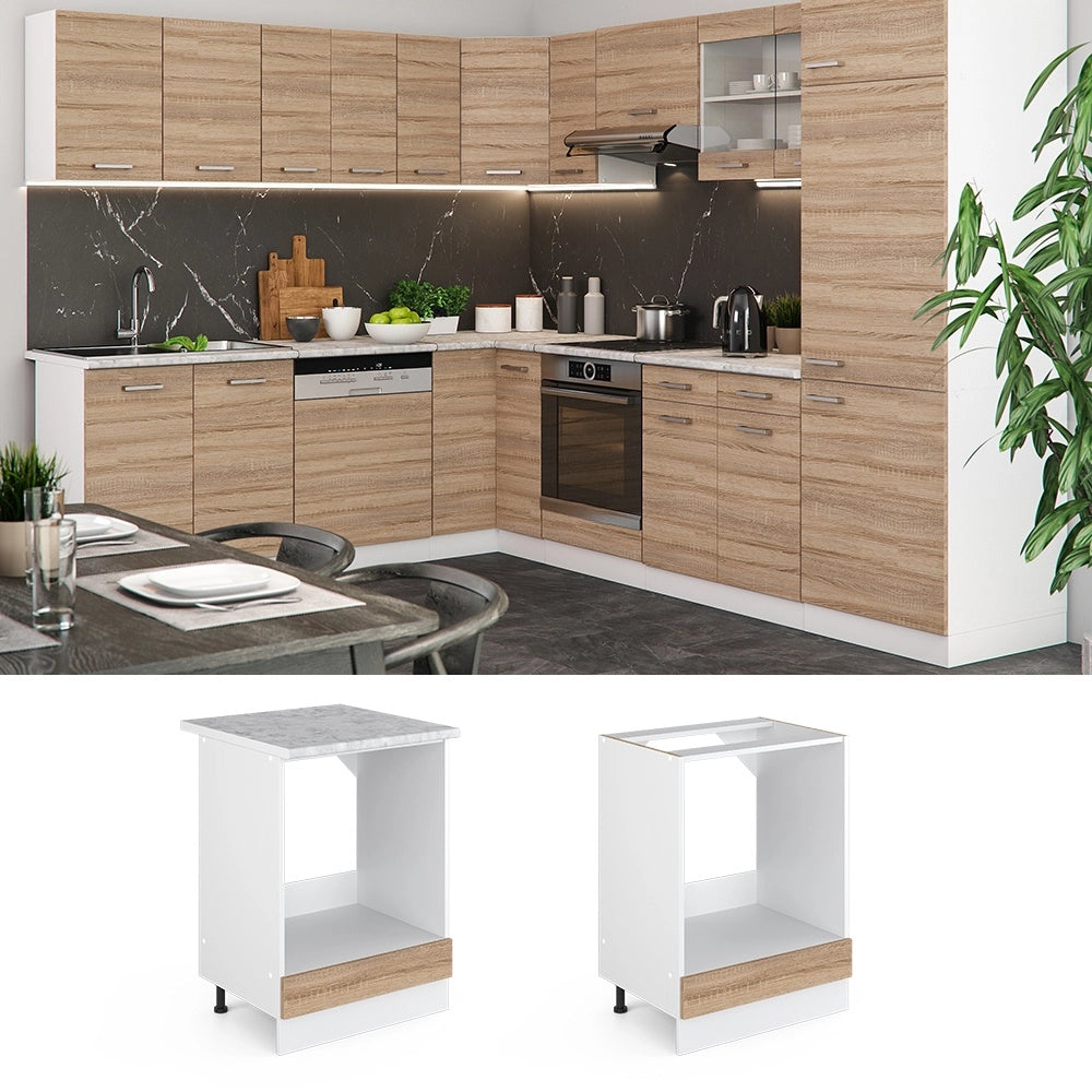 Mobile per forno da incasso R-Line Sonoma/Bianco 60 cm, PL Rovere Vicco