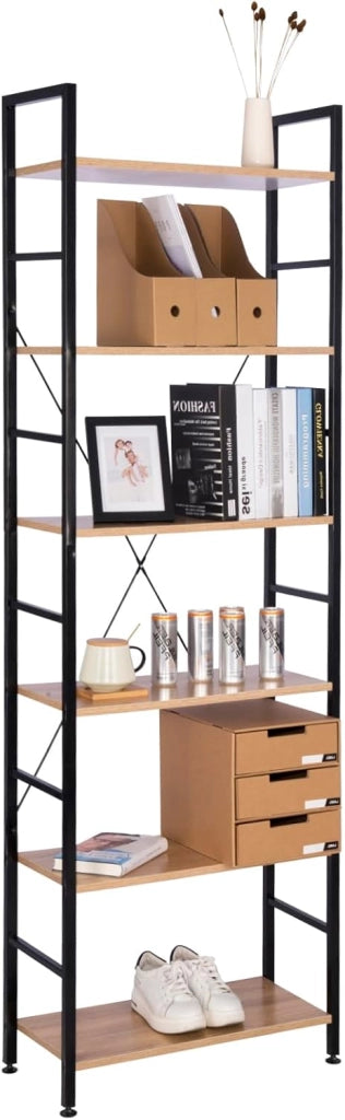 Libreria Scaffale in Metallo Legno 6 Ripiani Scaffalatura Fioriera Porta Piante RGB9307hei