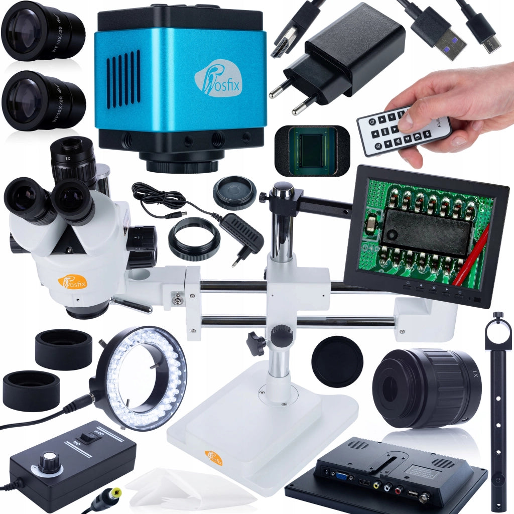 Mikroscopio Stereoscopico Trinoculare Jupiter Pro MSJP-T-SDMS1 – Zoom 7x-45x, Testa Rotante 360°, Display 8"