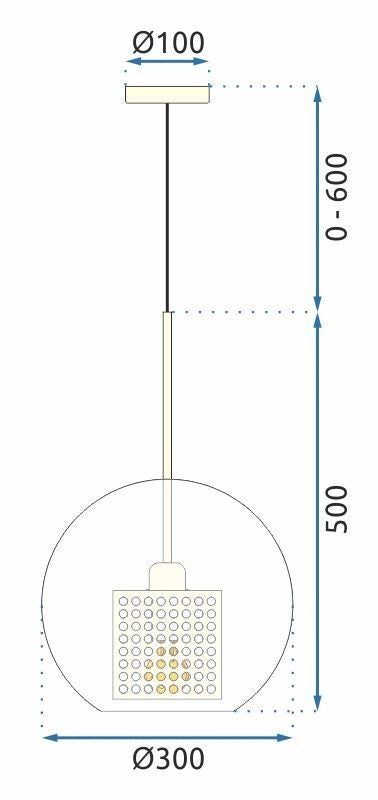 Lampada Pensile Di Vetro Nero Loft APP559-1CP 30cm