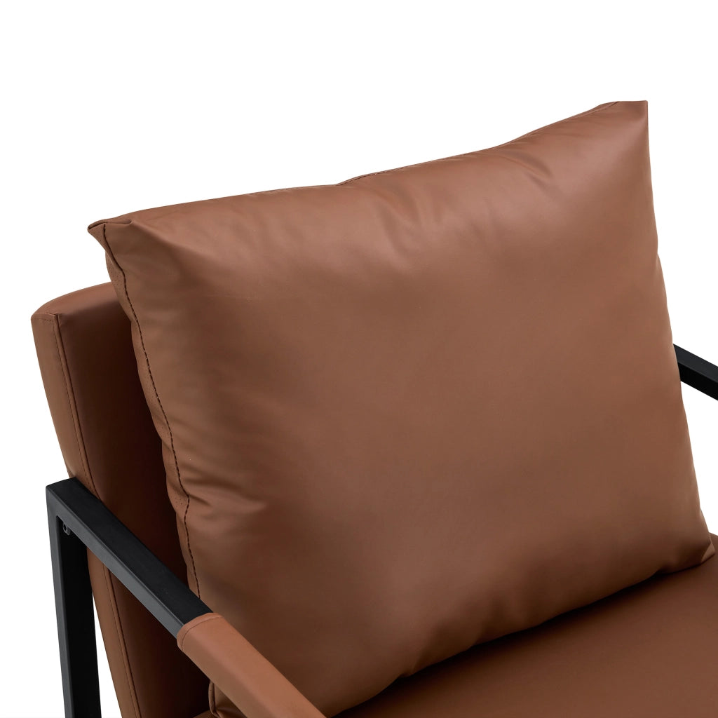 Poltrona 79x65x28 cm con braccioli in metallo e PU marrone
