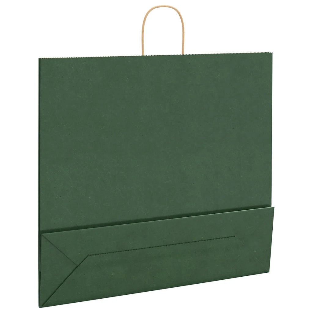 Sacchetti di Carta 250 pz con Manici Verdi 54x15x49 cm 4101738