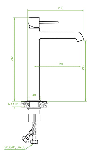 Batteria lavabo da appoggio – design elegante con leve sottili, aeratore regolabile e finitura cromata