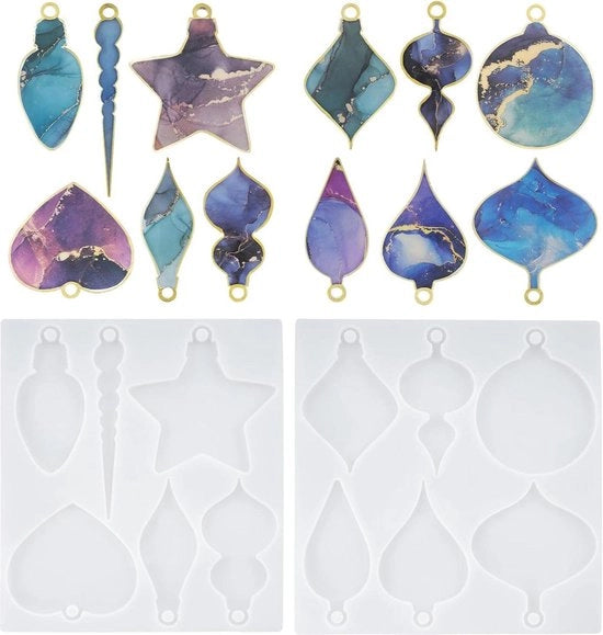 Set di stampi in silice per resina epoxy - kit DIY per principianti - decorazioni per Natale - appesi per borse - appesi per chiavi - gioielli