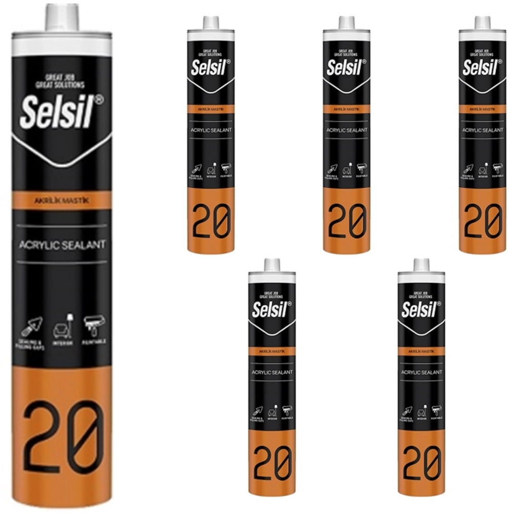Silicone acrilico verniciabile bianco [ral 9010] impermeabilizzante 310 ml *** quantità pezzi 6, confezione 1