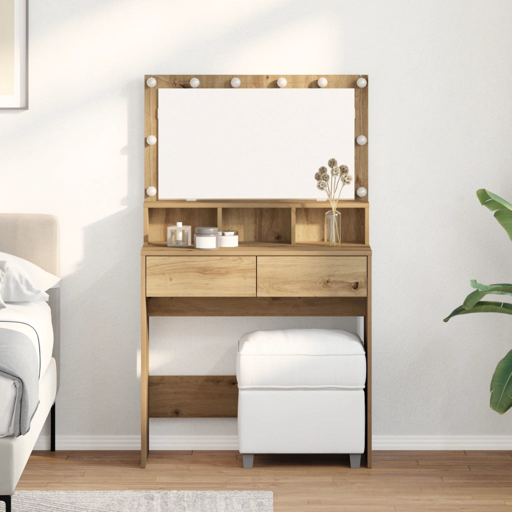 vidaXL Tavolo da Trucco rovere artigianale 80 x 41 x 134.5 cm