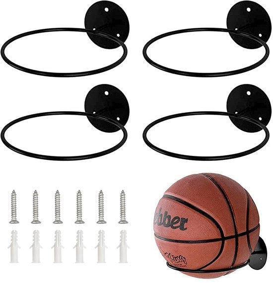 Sostegno Stabile e Duraturo per Palloni - Reggepallone - Supporto per Pallone da Calcio - Supporto per Palla da Basket - Supporto per Palla da Volley - Risparmio di Spazio - Incluso Kit di Viti - Stendardo per Palloni
