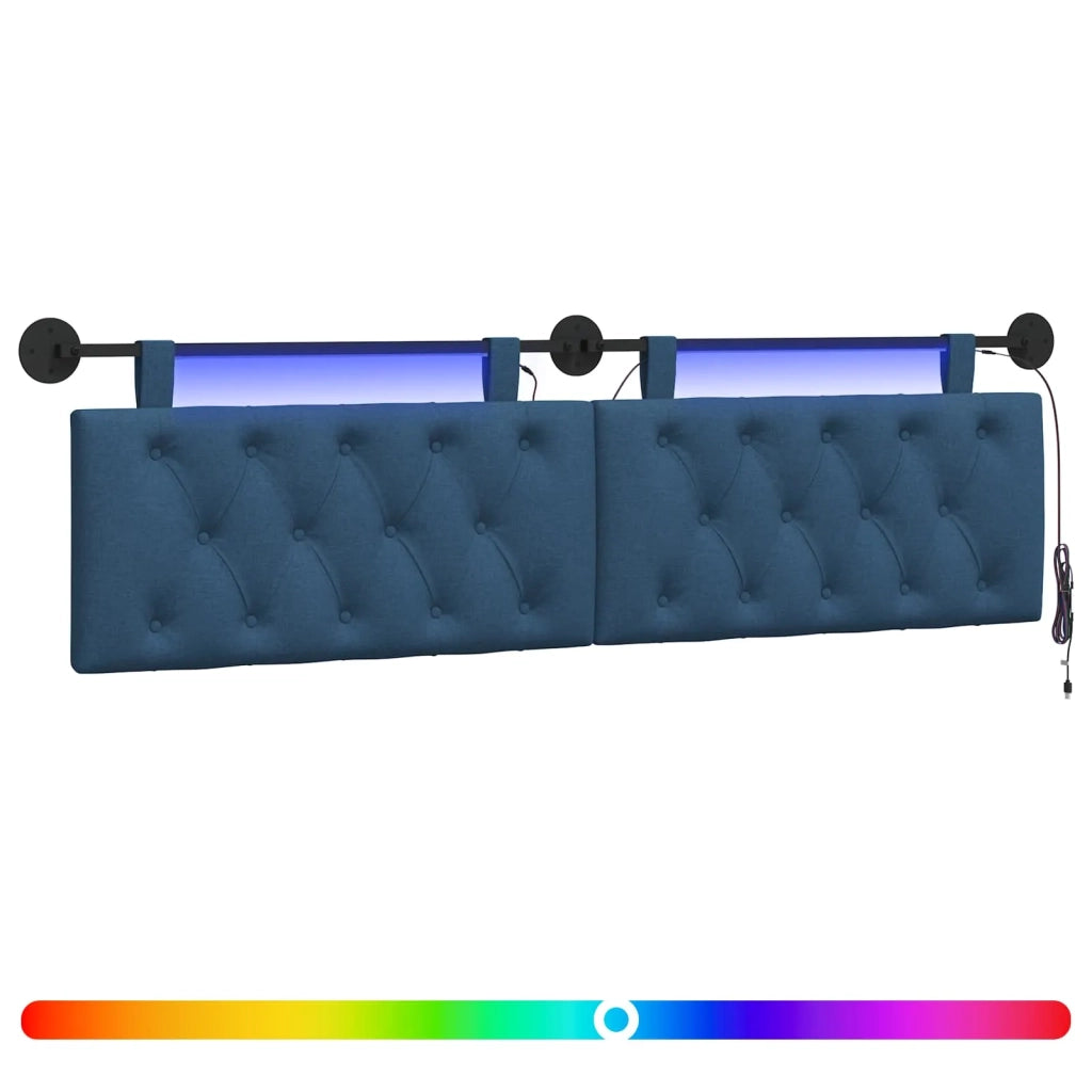 Testiera sospesa Con luce LED Blu Tessuto