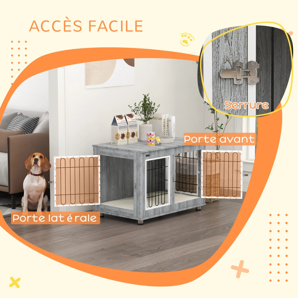 Gabbia per cani con cuscino amovibile ¨C zephmum ¨C grigio 90x58x65 cm