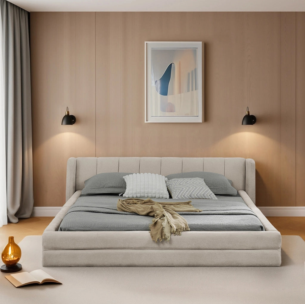 Letto 160x200 cm con testiera ergonomica; beige