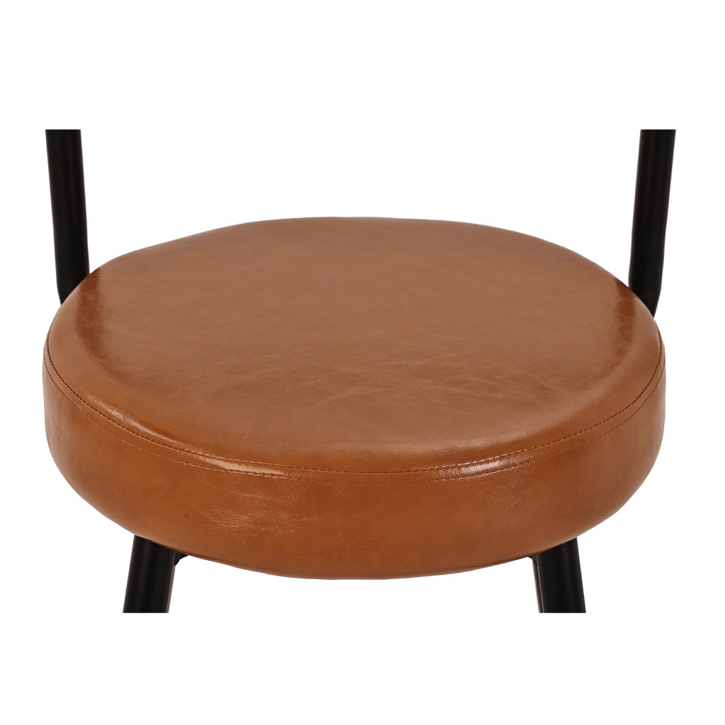Sgabello da bar con schienale ergonomico e seduta imbottita in PU idrorepellente, gambe in metallo marrone