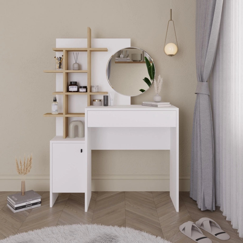 Tavolo da trucco in legno "Mup" 105 x 35 x 151 cm - Bianco
