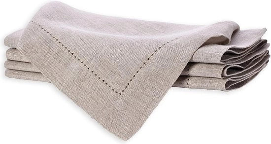 Set di tovaglioli di lino con zoom naturale, 50x50cm, 100% lino europeo, set da 4 lavabile, ideale per cucina, Natale, matrimoni, ristoranti e uso quotidiano.