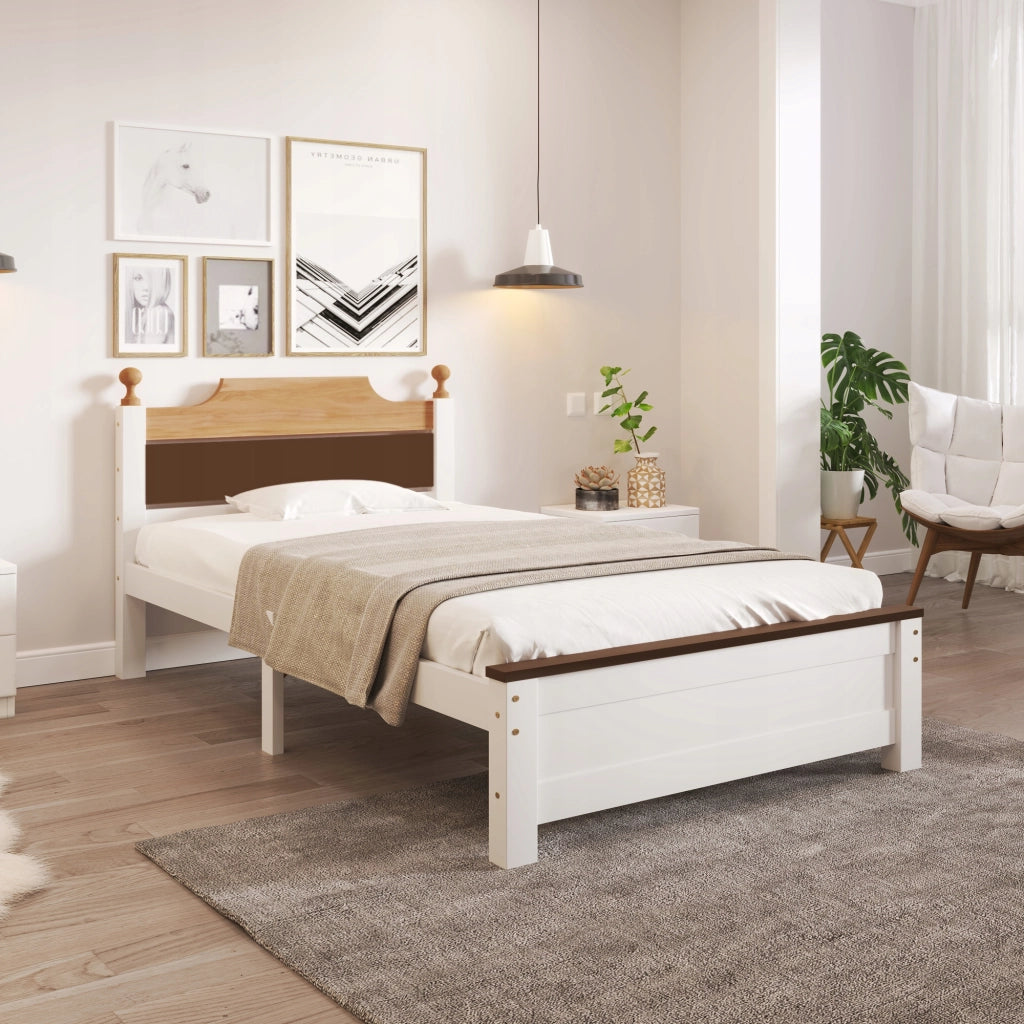 Letto singolo in legno di pino - Xylo - 90x200 cm - Bianco