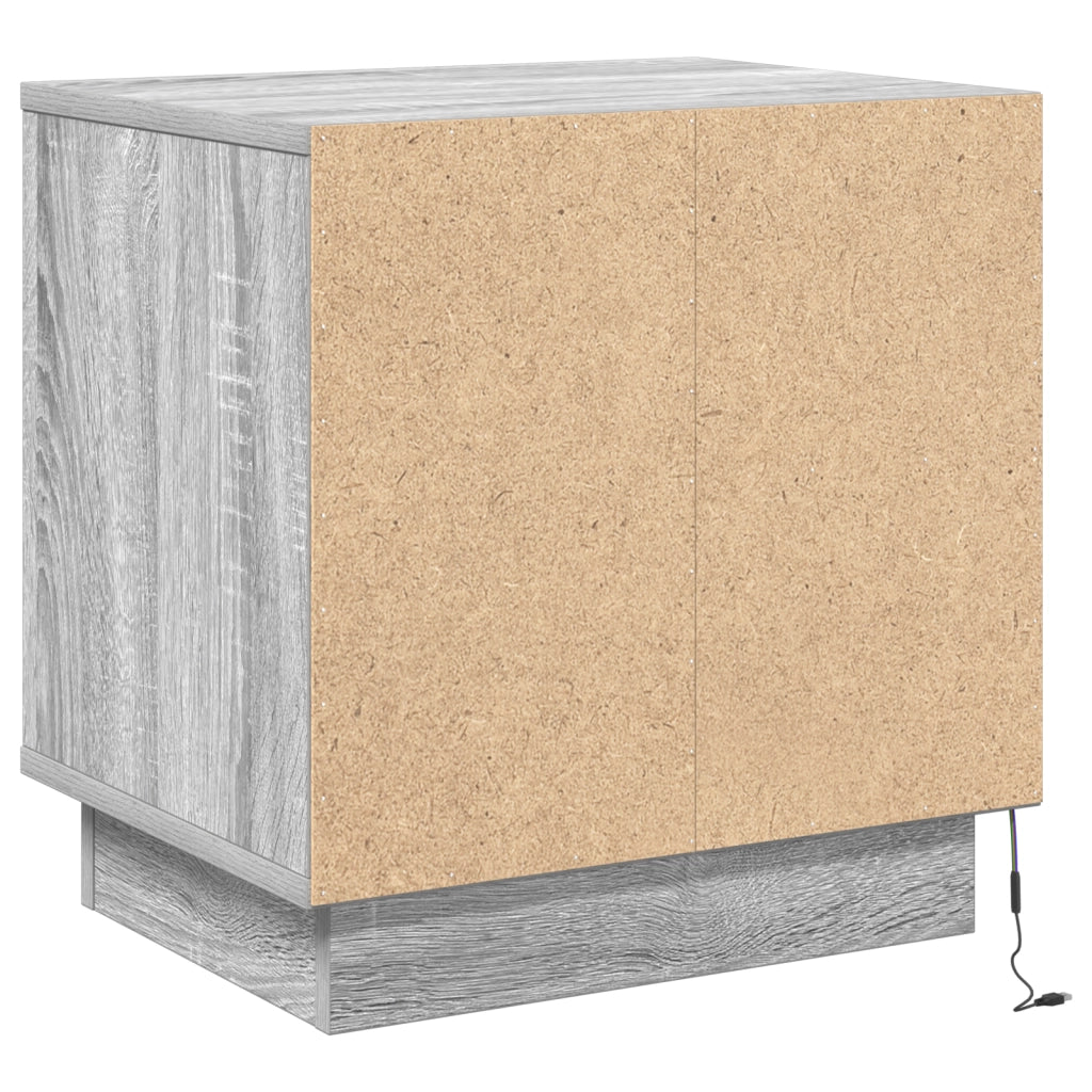 Comodino con luci LED Grigio Sonoma 44x34,5x45 cm