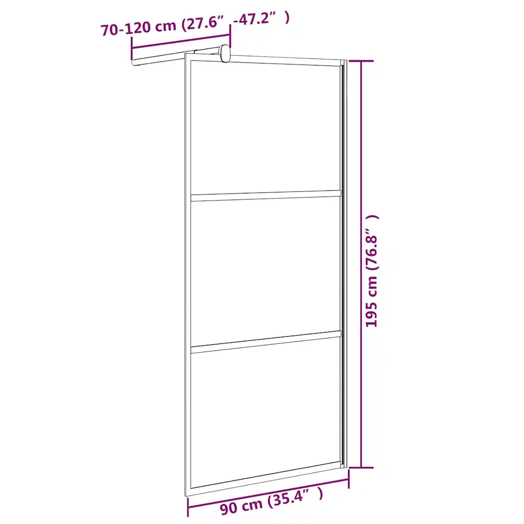 Parete Doccia Walk in 90x195cm Vetro ESG con Design Pietre Nero CFW9021962