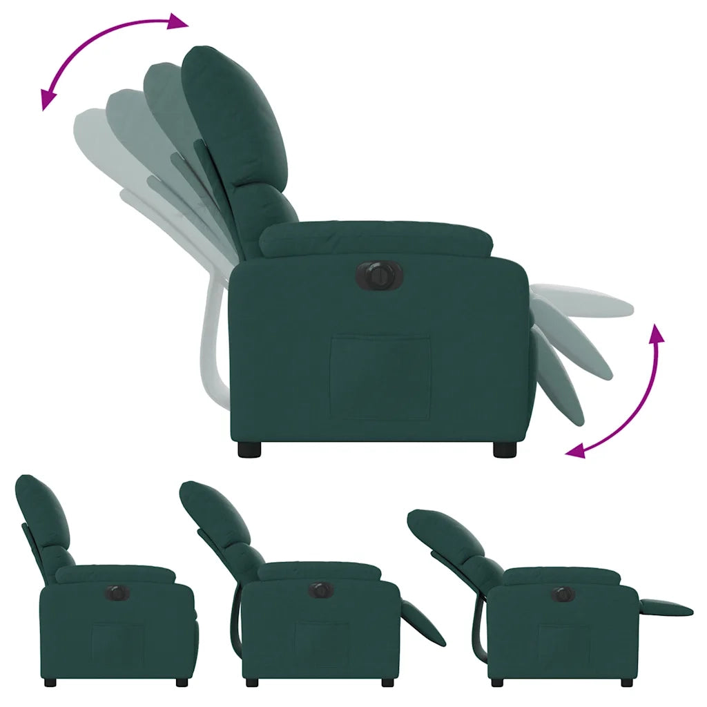 Poltrona | Sedia Relax Elettrica Reclinabile Verde Scuro in Tessuto
