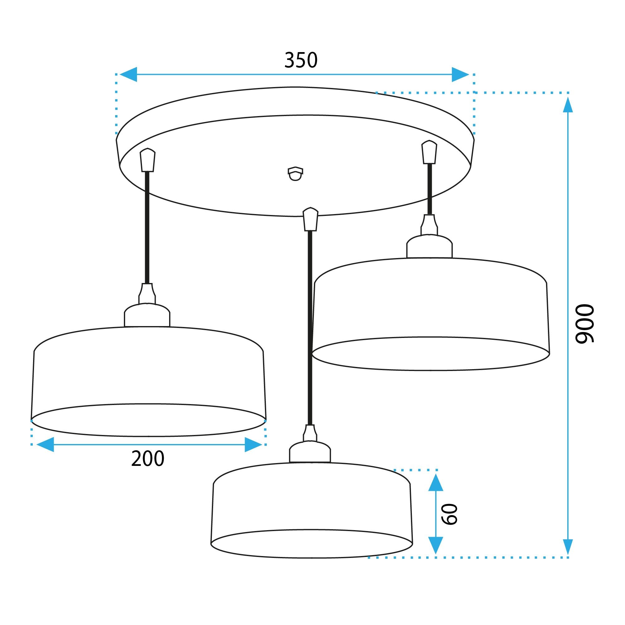 Lampada APP1334-3CP Black Gold