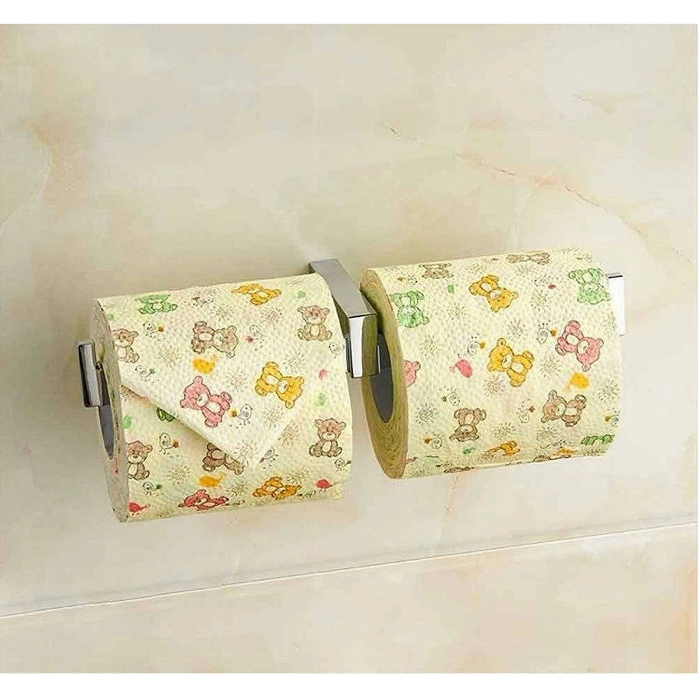 Trade Shop - Porta Rotolo Rotoli Doppio Carta Igienica Fissaggio Parete Per Bagno Cubo 87219 -